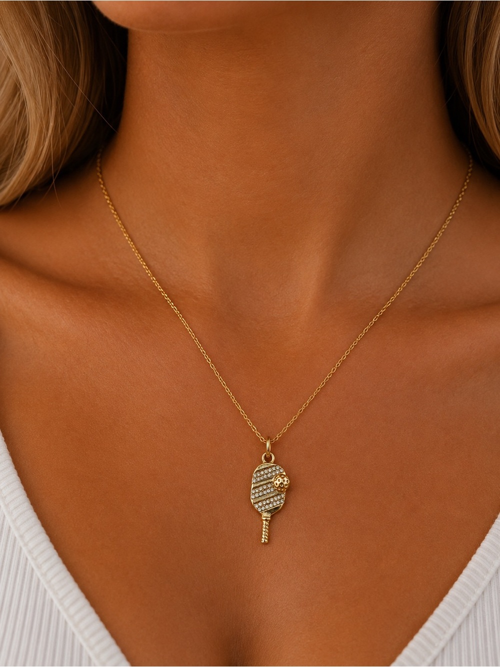 Gold Tennis pickleball necklace